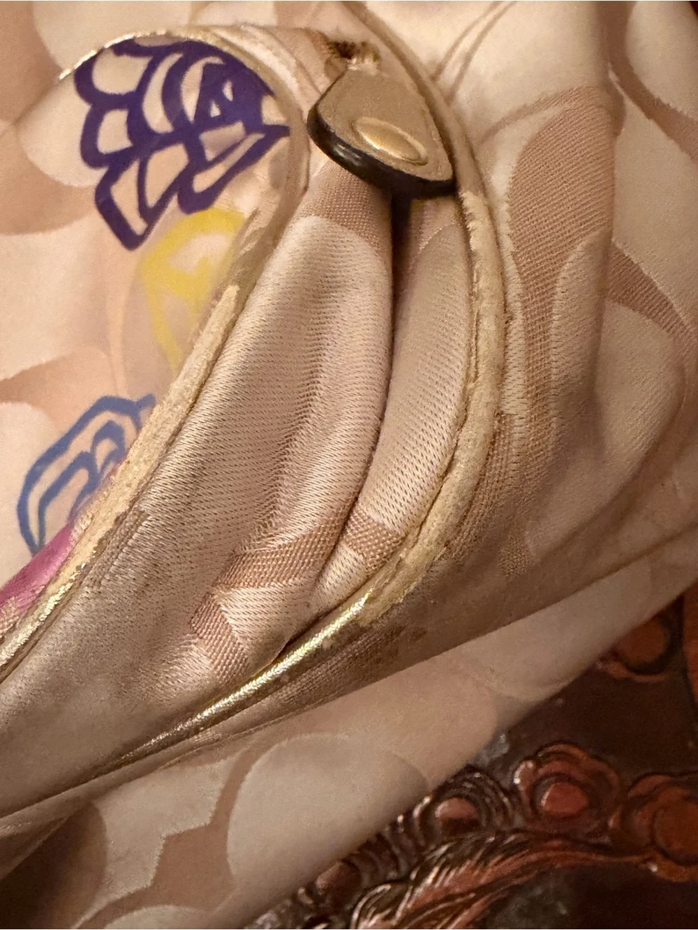 Coach Beige Signature Backpack with Multi-Color Floral Print